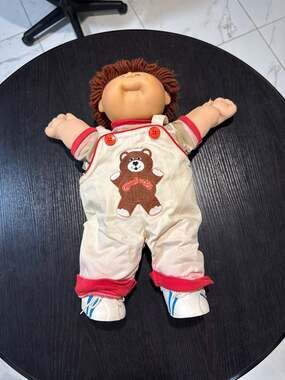 Vintage 1980s Coleco Cabbage Patch Kids Boy Doll in Teddy Bear Overalls